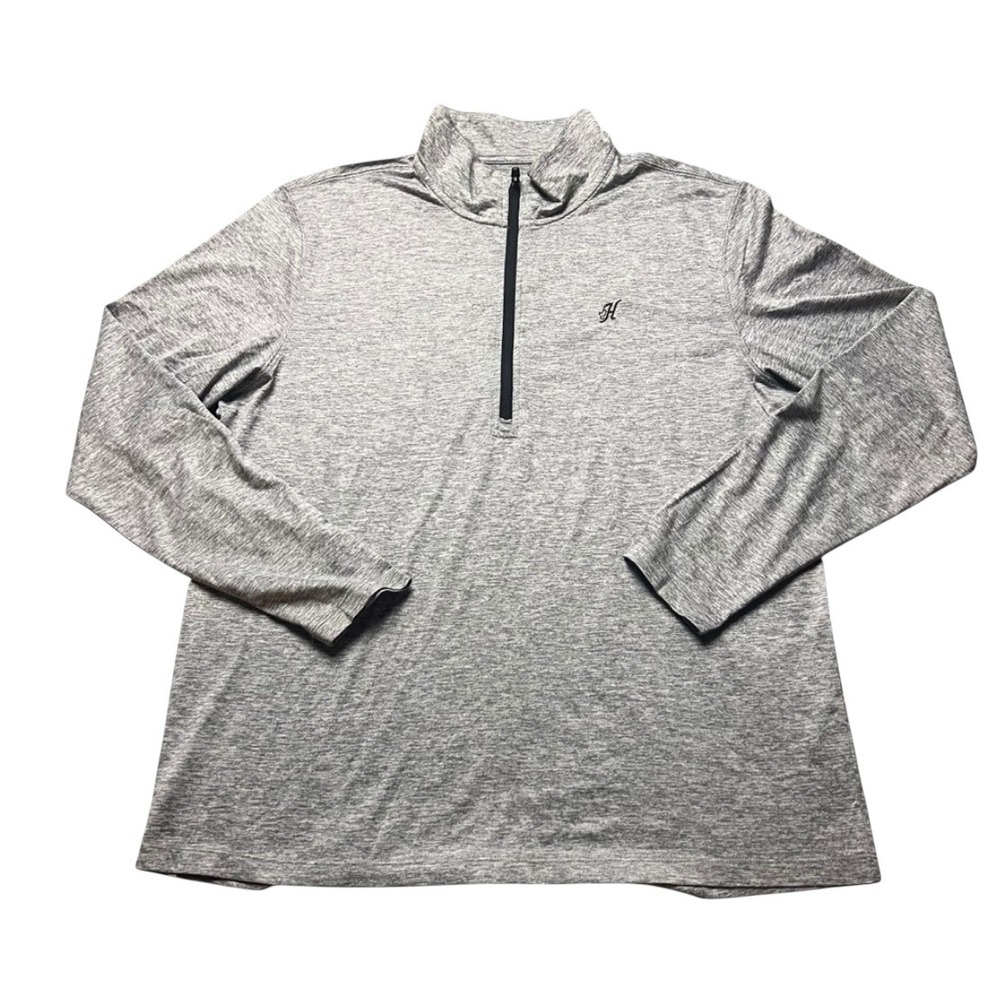 Hooey Mens 1/4 Zip‎ Pullover Heather Grey Performance Long Sleeve Shirt Size M